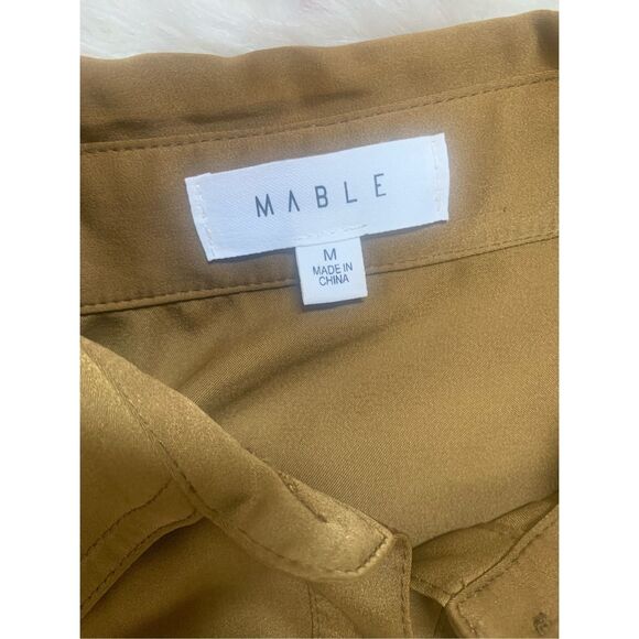 Mable Midi Dress Short Sleeve Button Down Tie Waist Size Medium - Picture 3 of 8